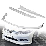 HK5 5pcs Combo Front Bumper Body Kit Lip + Side Skirt Extensions Diffuser Compatible with 2012 Honda Civic 4DR/Sedan (Gen 9th Only) (Painted White)