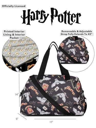 Harry Potter Tote Duffel Bag Hogwarts All Over Print Owl Glasses Carry On Travel2