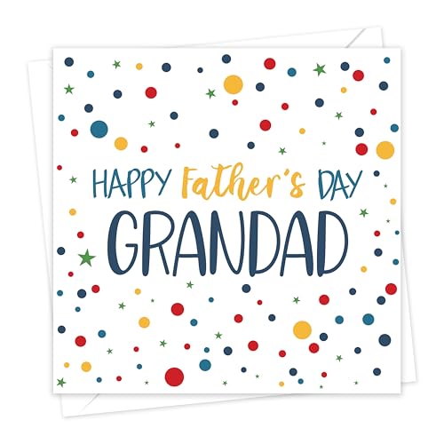 Grandad Fathers Day Card with Envelope 15 x 15 cm Premium 350 GSM From Grandson or Granddaughter Printed Inside Made in the UK