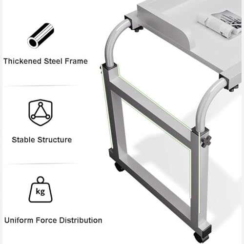 Table de lit hauteur réglable 65-95 cm avec roulettes pour bureau - 7
