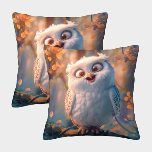 Fundas de Almohada de búho Blanco Superking, Decorativas navideñas para sofá, Cama y Silla, 45 x 45 cm