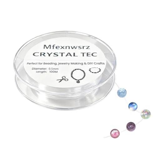 Mfexnwsrz - Bracelet String, 328ft 0.5mm Elastic Cord with High Stretch and Easy Knotting, Elastic String for Bracelets for DIY Crafts, Jewelry Making, Beading & Friendship Bracele – 100m Clear Thread