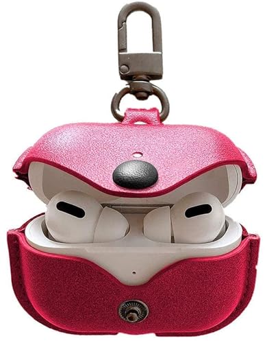 Image of PEFKO PSS121 AirPods Pro Soft Silicone Protective Case 3D Design Shockproof Case Cover with Anti-Lost Metal Keyring Compatible for Apple AirPods Pro (RED [ Leather ])