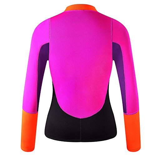Lemorecn Womens 2Mm Neoprene Long Sleeve Jacket Front Zipper Wetsuit Top (2094P10) #TOP2
