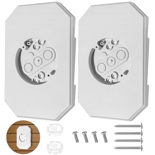 FreeCat Siding Mounting Kit,8141DBL Light Mounting Block with Built-in Box for 1/2 inch Lap Double Vinyl Siding,White,Pack of 2