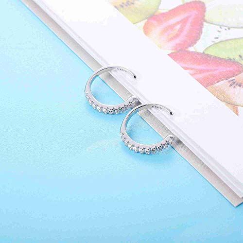 Sllaiss Minimalist 12Mm Ear Cuff Cubic Zirconia 925 Sterling Silver Cuff Earrings For Women Cz Pave Non Pierced Ear Cuff 18K Gold Plated #TOP5