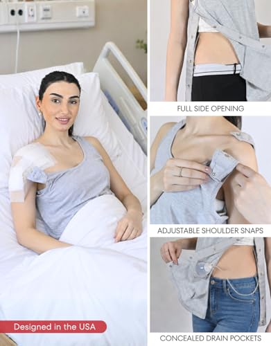 Image of Inspired Comforts Post Surgery Mastectomy Recovery Tank Top with Drain Pocket & Snap-Access