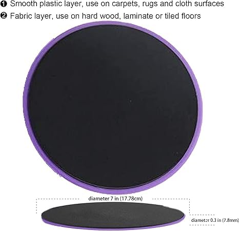 2 Pack Dual-Sided Gliding Slider Discs for Core Workouts, Ab Training & Full Body Fitness - Use on Carpet & Hardwood Floors (Black) - Image 3