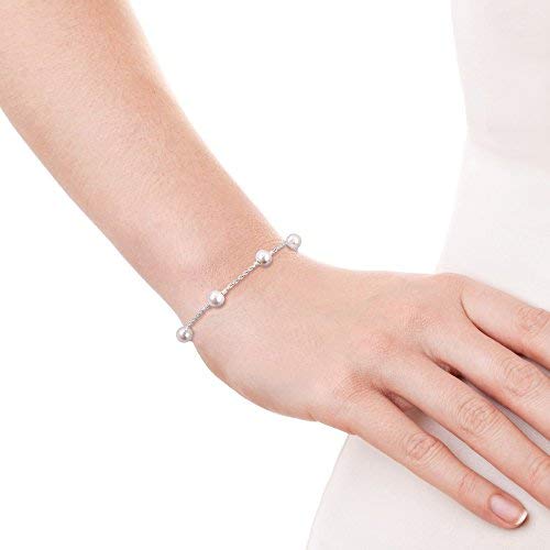 AeraVida Luminous Cultured Freshwater White Pearl .925 Sterling Silver Chain Link Adjustable Bracelet with Spring Ring Clasp | Handcrafted Pearl Bracelet for Daily Wear by AeraVida - Used condition - Image 2