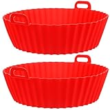 FRCOLOR Silikon Einlagen mit Hohem Rand für Heißluftfritteusen 2 Stück und Luftzirkulationsstruktur Wiederverwendbares Zubehör mit 7,5 Zoll Größe für Airfryer