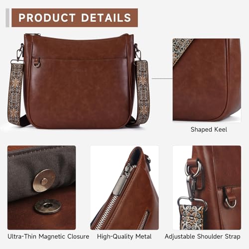 Image of 2PCS /Set Crossbody Bags for Women,Vegan Leather Hobo Purse Wallet For Women Set,Shoulder Bags With 2 Adjustable Strap