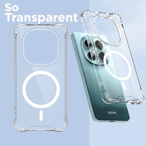 Image of Amazon Basics Back Cover for Redmi Note 15 Pro 5G Mag-Safe Shockproof PC + TPU Protective Case Magnetic Support Bumper Case (Transparent Mag-Safe)