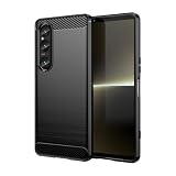 Sidande Custodia per 1 VI, per Sony 1VI XQ-EC72, Cover Protettiva Ultrasottile con TPU Assorbente agli Urti & Fibra di Carbonio Leggera Telefono per Sony 1 VI Zwart