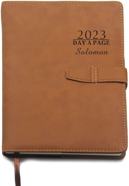 Personalised Notebook Journal Diary 2023 A5 Page Leather Journal Notebook Custom 2023 Diaries Gift for Her Him from Son Daughter (Brown)
