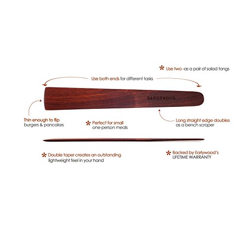 9.5 In Handmade Kitchen Cooking Utensil, Thin Dark Wood Saute Spatula, Multipurpose Flat Wooden Spatula, Perfect For Flipping, Scraping, Sauteing, Turning - Wooden Cooking Utensils - Made In Usa - B #TOP1