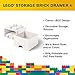 LEGO Brick Drawer, 4 Knobs, 1 Drawer, Stackable Storage Box, White