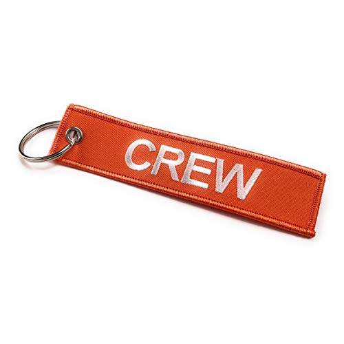 aviamart Crew embroidered Luggage Tag | Keyring | Orange/White