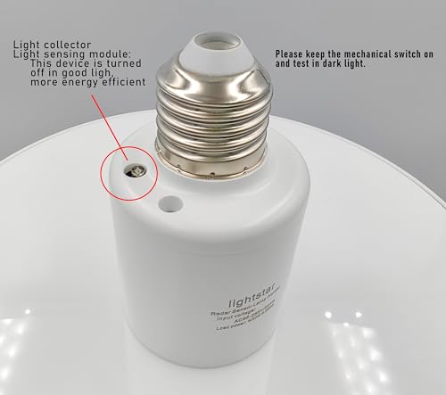 Radar Motion Sensor Light Socket, Motion Screw LED CFL Incandescent Bulb Adapter, E27/E26 Outdoor Indoor Garage Light, for Basement - Thumbnail 3