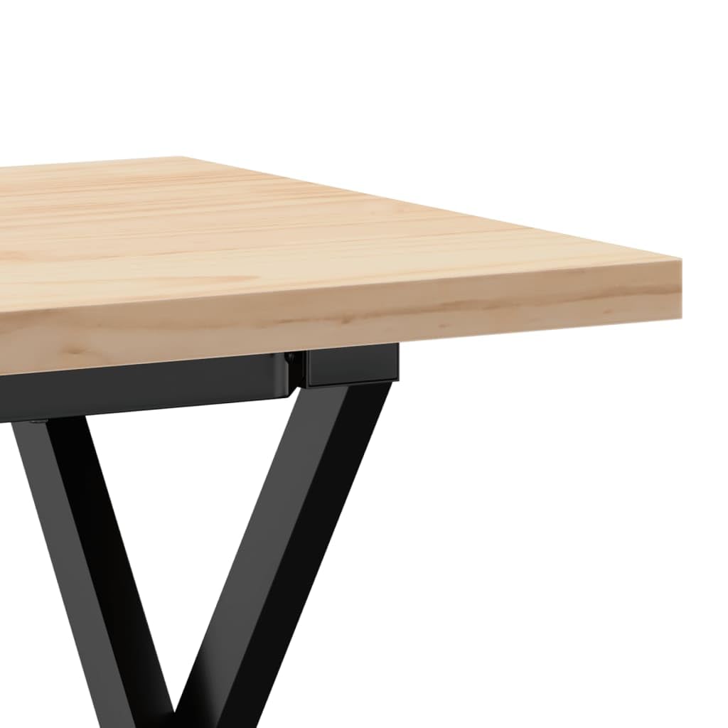 Mesa de centro 90 x 40 cm de madera maciza de pino con estructura en X de acero, diseño moderno, resistente y duradera, para salón, comedor, espacios pequeños