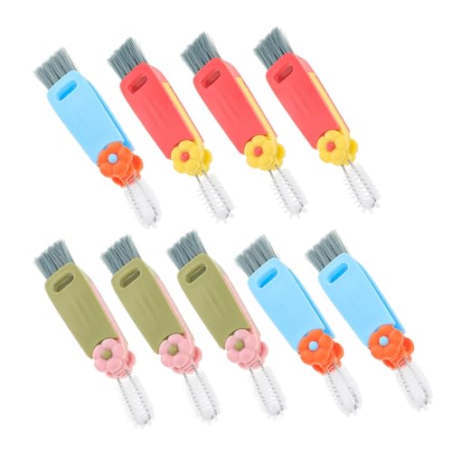 SMASOLO 9 piezas Cepillos de Limpieza Multifuncionales para Biberones y Vasos Diseño Floral Colorido Compacto y Portátil para Hogar y Viaje Incluye Cepillo para Tapas y Difíciles