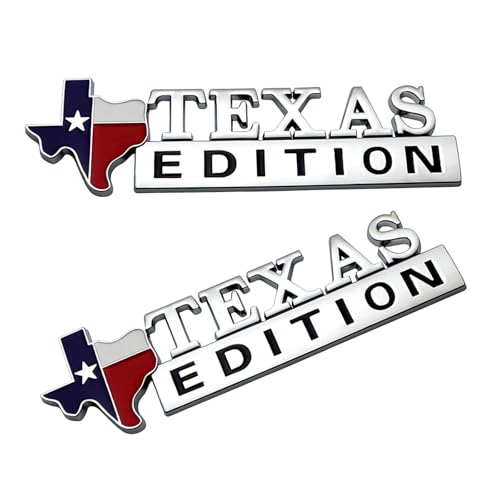 AWGUKA 2 PCS Car 6.33' x 1.92' Sticker, Texas Edition 3D Car Body Rear Badge Sports Decoration, ABS Waterproof Anti-Rust Self-Adhesive Decals, Universal for Cars Exterior Accessories (Silver)