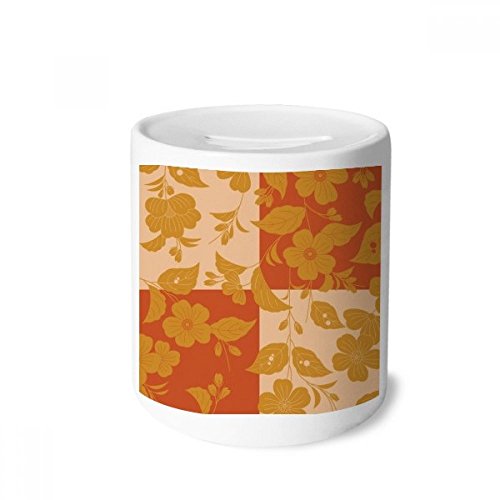 Tirelire en céramique motif japonais fleur jaune pour décorer une chambre d'enfant ou un bureau