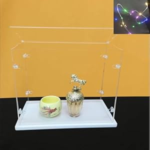 Clear Acrylic Display Cabinet Assembly, Thickened Base, top openable Door, Sturdy L-Shaped Buckle, dust Protection Cabinet for Action Doll Toy Collectibles (White, 50x30x40cm/20X12X16in)