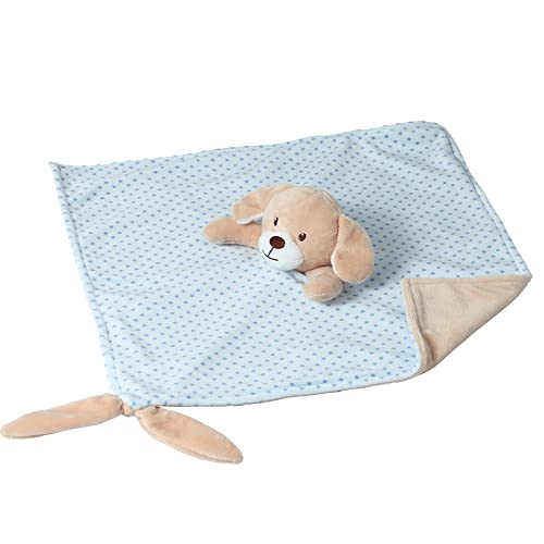 CREVENT Baby Schmusetuch,Plüsch Komfort Schnuffeltuch für Neugeborene,Weich & Waschbar Kuscheltuch Schlaftier für Babys und Kleinkinder,Spielzeug 0+ Monate, Blau, Hund