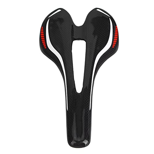 KIMISS Asiento Acolchado para Sillín de Bicicleta, Diseño Ergonómico y Transpirable | Negro Fibra de Carbono Completa Brillante Ultraligero Al Aire Bicicleta de Montaña de Carretera Hueco Sillín de
