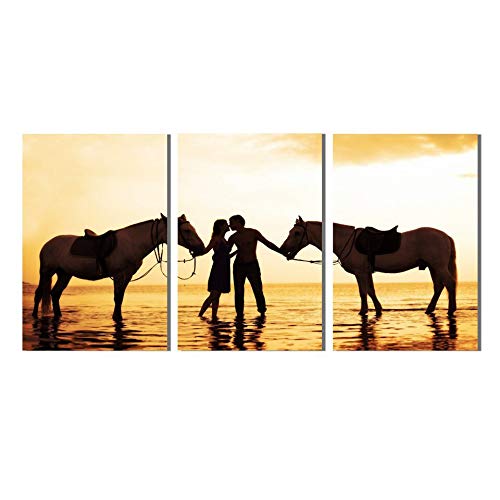 Peinture pour Salon HD Toile grand format au design élégant d'un couple d'hippocampes