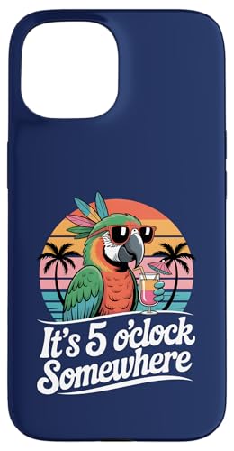 It's 5 O'Clock Somewhere Parrot ���g�� �� �r�[�` �n���C�A�� �X�}�z�P�[�X iPhone 15 �p