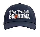 Flag Football Grandma of A Flag Football Player Grandmother Adjustable Printed Baseball Hat, Navy Blue