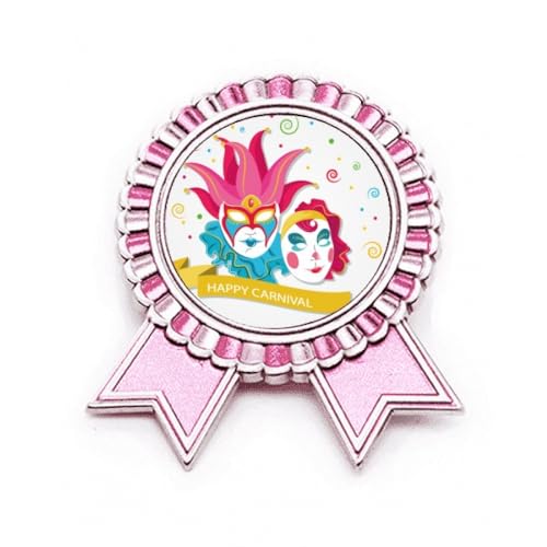 Broche à double tête Happy Carnival en métal rose, un bijou de taille M d'exception