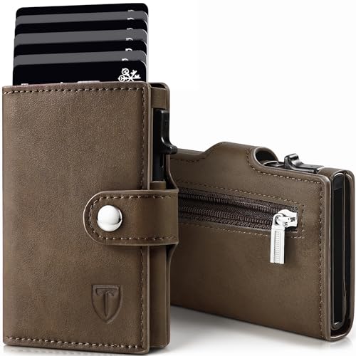 TENBST Geldbörse Herren mit Münzfach & RFID Schutz, Slim Wallet Kartenetui Klein, Portmonee Geldbeutel Herren, 10 Fächer für Kreditkarten Kreditkartenetui