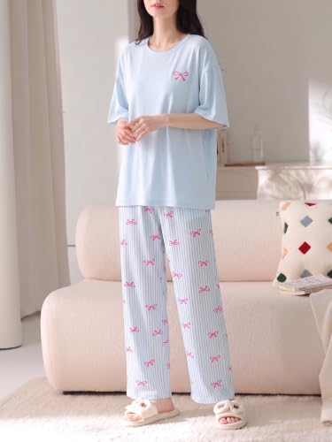 Image of Louis Luxe Cotton Blend Womens Korean Night Dress || Full Pyjama Set ||Korean Nightsuit || Women Nightwear ||Round Neck Full Sleeve Nightsuit || Loungewear || Everyday Nightdress (ND-10)