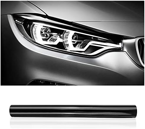 12 X 48inch Car Light Tint Film, Cuttable&Stretchability Car Headlight Taillight Fog Light Vivid Vinyl Wrap Protector,Non-Marking Self-Adhesive Decals Car Decor (Matte Black)