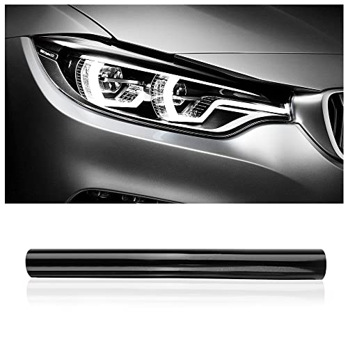 12 X 48inch Car Light Tint Film, Cuttable&Stretchability Car Headlight Taillight Fog Light Vivid Vinyl Wrap Protector,Non-Marking Self-Adhesive Decals Car Decor (Matte Black)