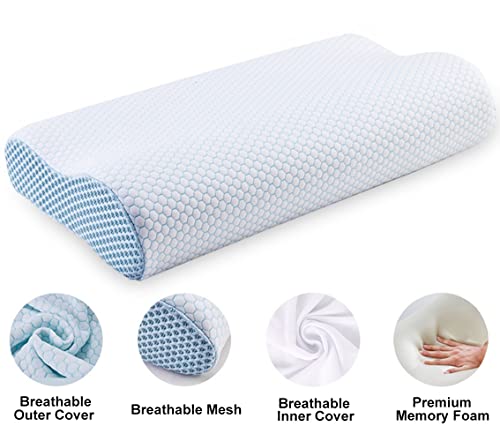 Ecosafeter 2026 New Upgrade Memory Foam Pillow- Cervical Orthopedic Deep Sleep Neck Pillow -Superior Comfort for Neck Shoulder Pain Sleeping with Cooling Pillowcase