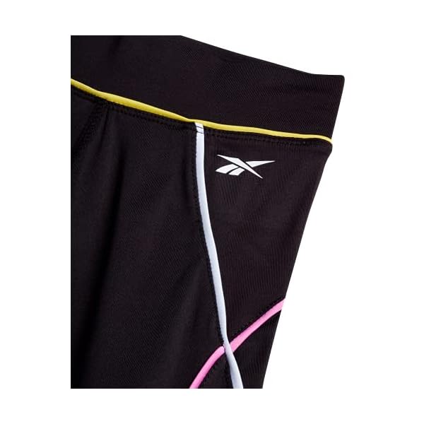 Reebok Girls' Leggings Multipack - 4 Pack Performance Stretch Pants Kids Clothing Bundle, Size 7, Rainbow Tie Dye/Black