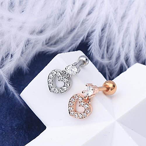 Oufer 16G 316L Stainless Steel Cartilage Earring Stud Heart Shape Dangle Helix Earrings Body Ear Piercing #TOP1