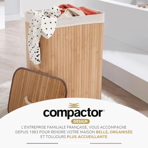 Compactor Ross XXL Rectangular Bamboo Laundry Hamper With Rope Handles - Natural, 40X30X60 cm - Image 6
