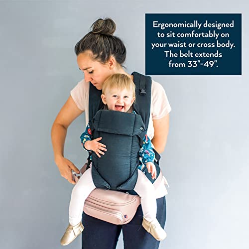 Kibou Vegan Premium Leather Fanny Pack Diaper Bag: With Detachable Compact Changing Pad & Baby Wipes Storage - Small Yet Fits All Parenting Essentials Around The Waist Or Crossbody (Blush) #TOP1