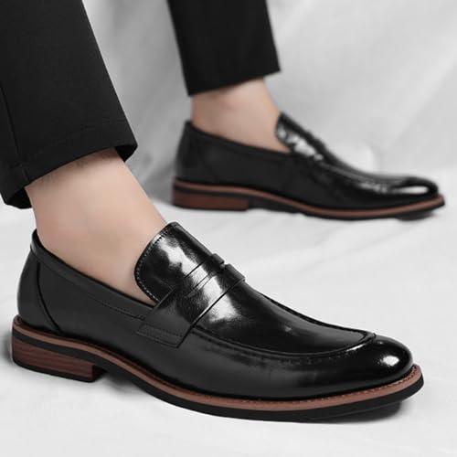 Men's Classic Leathe Dress Loafers Pointed Toe Business Office Slip-On Oxfords Casual Non-Slip Driving Penny Wedding Tuxedo Shoes4