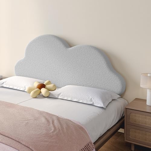 Gleedipre En Forma de Nube Cojines de cabecera Moderadamente Blandos y Duros Alto Rebote Estilo francés Antigolpes Mesa de Noche Respaldo Grande(Gris,101x65x10cm)