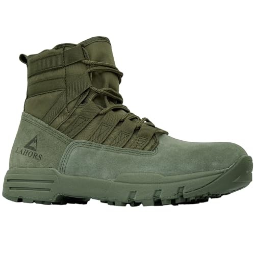 LAHORS 6 Inch Lightweight Military Tactical Combat Boots NonSlip Coyote Men Outdoor Hiking Desert Army Boots Breathable Male Jungle Shoes Man No Zip (Green, US, Adult, Men, 11.5, Numeric, US Footwear Size System, Medium)