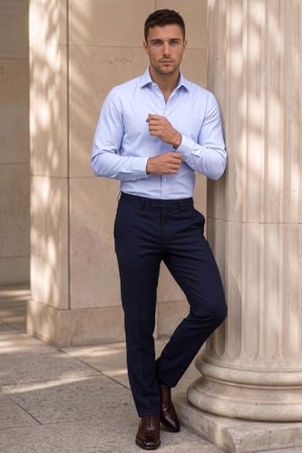 Image of Louis Philippe Men's Slim Fit Easy to Iron Everyday wear Premium Cotton Full Sleeve Solid Formal Shirt
