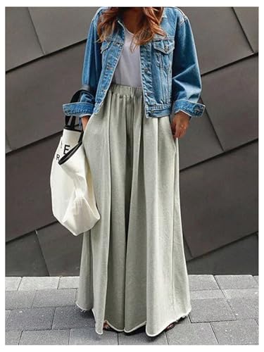 GORGLITTER Women's Wide Leg Sweatpants Baggy High Waist Loose Palazzo Track Pants Travel Pants Culottes4