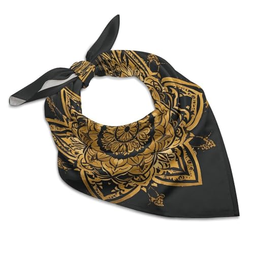 in Gold And Black Silk Scarf for Women Square Hair Neck Scarves Fashion Neck Scarf Soft Satin Headscarf3