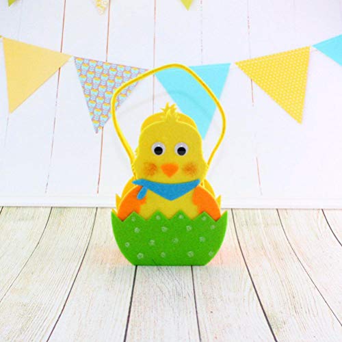 Amosfun Pasen Chick Ontwerp Tassen Leuke Pasen Mand Vilt Doek Tas voor Party Favors Snoepjes Chocolade (Random Kleur) - Afbeelding 5