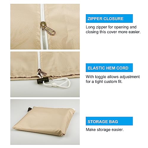 OKPOW Umbrella Cover 420D Oxford Fabric Patio Umbrella Covers Waterproof with Zip, for 9ft to 12ft Garden Outdoor Umbrella (Khaki)